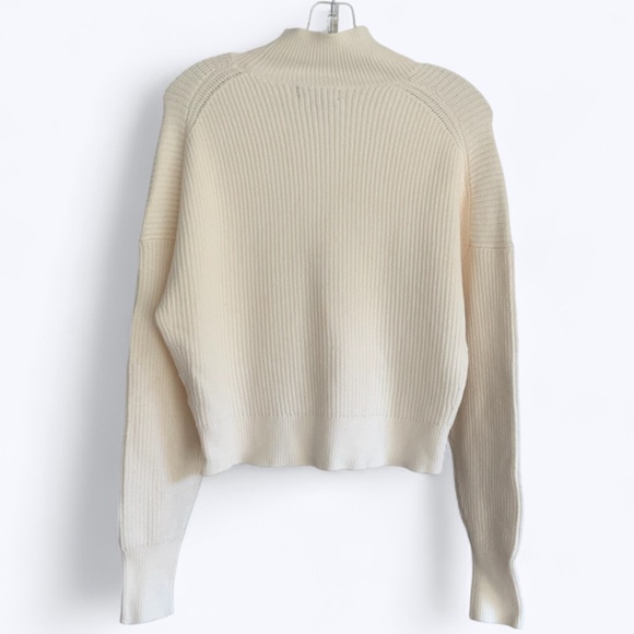 J Crew Ivory Fisherman’s Knit Ribbed Mock Turtleneck Cropped Sweater SZ S - Picture 2 of 10